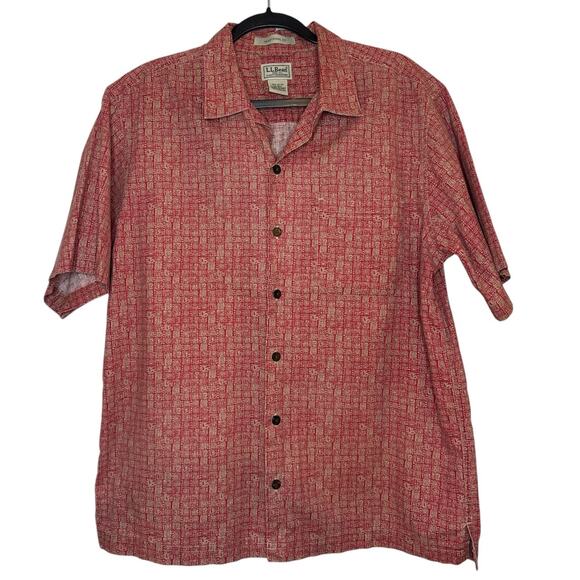 L.L.Bean Traditional Fit Men's M-Reg Red Short Sleeve Button Down Casual Shirt - Picture 1 of 4
